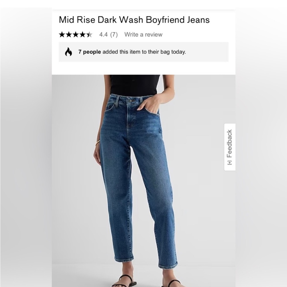 Express Mid Rise Dark Wash Boyfriend Jeans